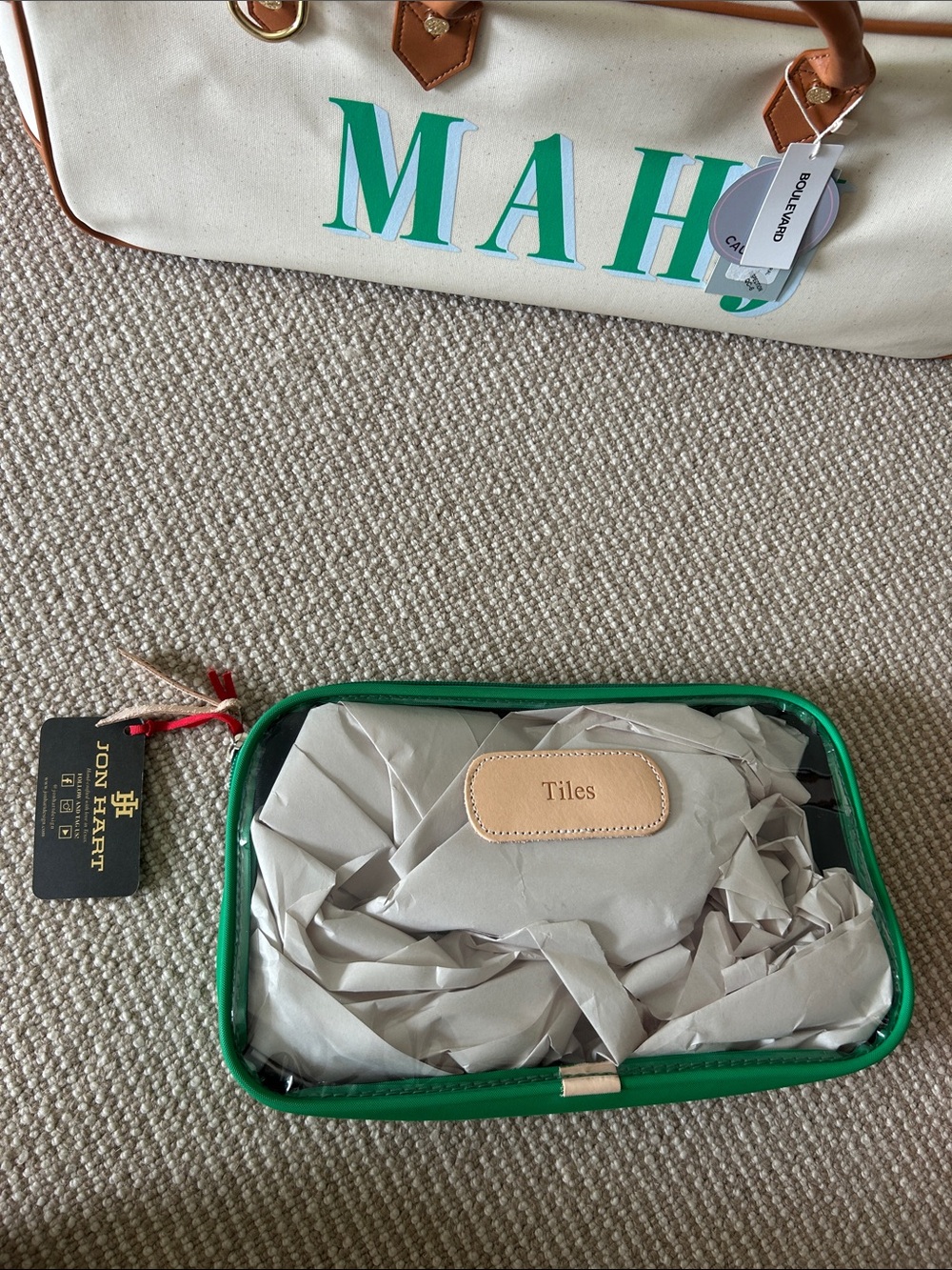 Jon Hart Design Green Mahjong Tile Case with Tan Label
